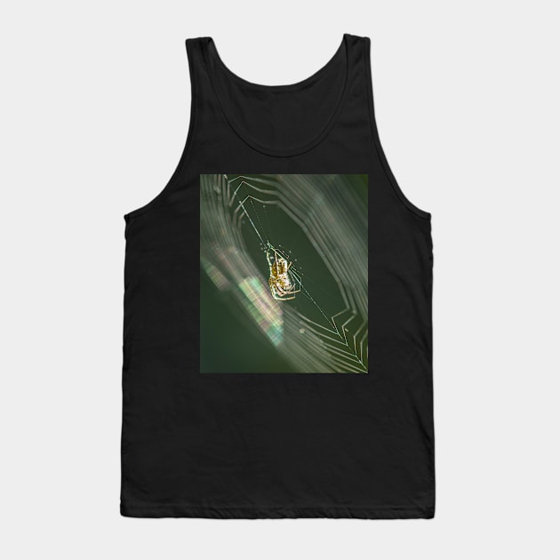 Garden Spider on its Web in the Morning Tank Top by TonyNorth